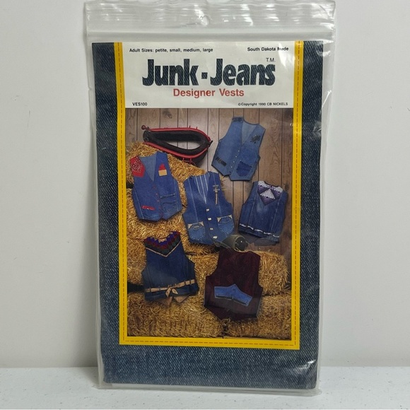 Vest Jean Denim Western S-L Junk Jeans VES100 Craft Sewing Pattern Uncut Rodeo - Picture 2 of 4